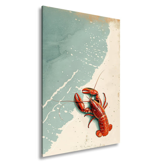 Leinwandbild Hummer trifft Küste – Retro - Illustrationsstil XXL - deyoli