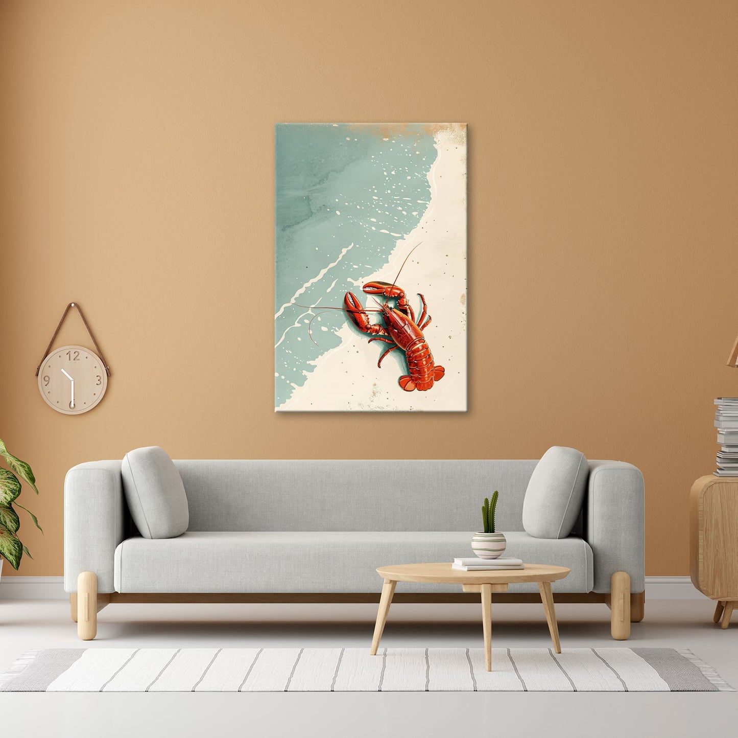 Leinwandbild Hummer trifft Küste – Retro - Illustrationsstil XXL - deyoli