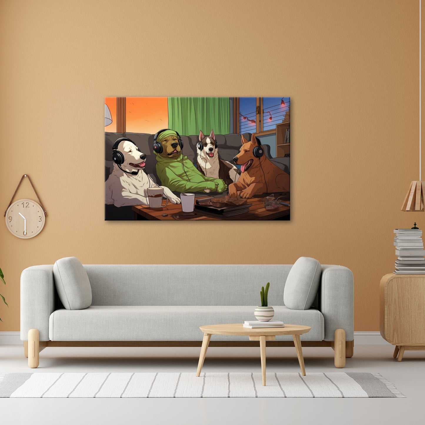 Leinwandbild Hundeclique im Gaming - Fieber – Headsets, Snacks, Teamgeist. - deyoli