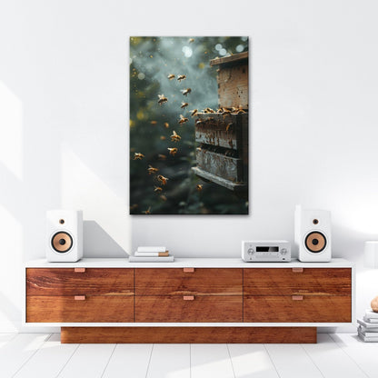 Leinwandbild Im Flug der Bienen pulsiert das Herz des Waldes - deyoli