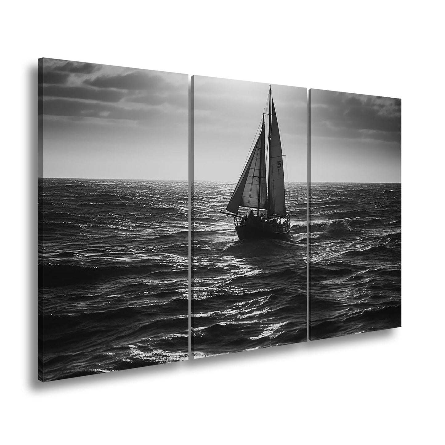 Leinwandbild Im Glanz der See trotzt das Segelboot der Weite. - deyoli
