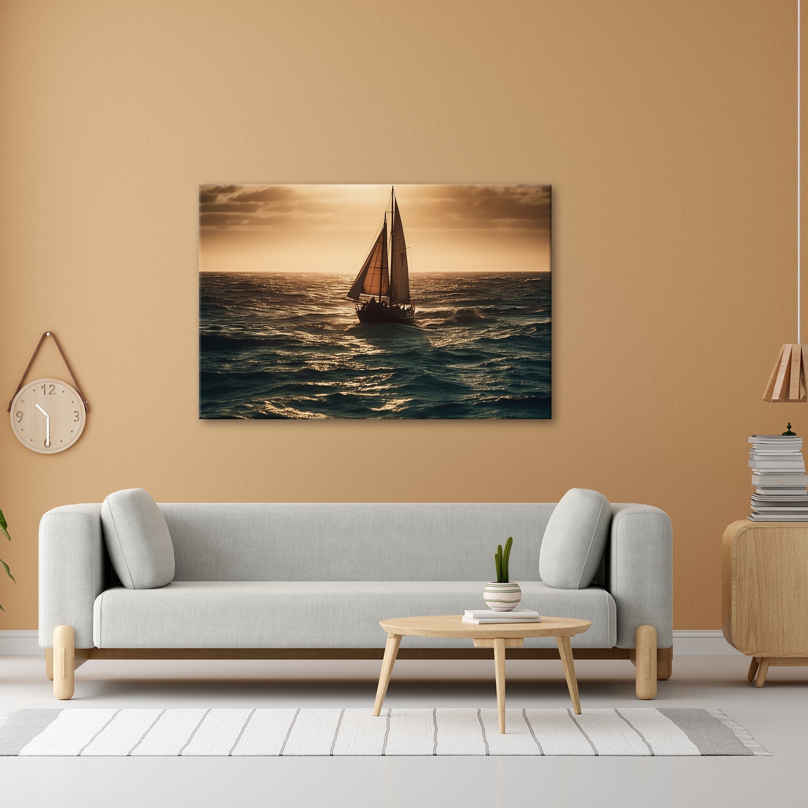 Leinwandbild Im Glanz der See trotzt das Segelboot der Weite. - deyoli