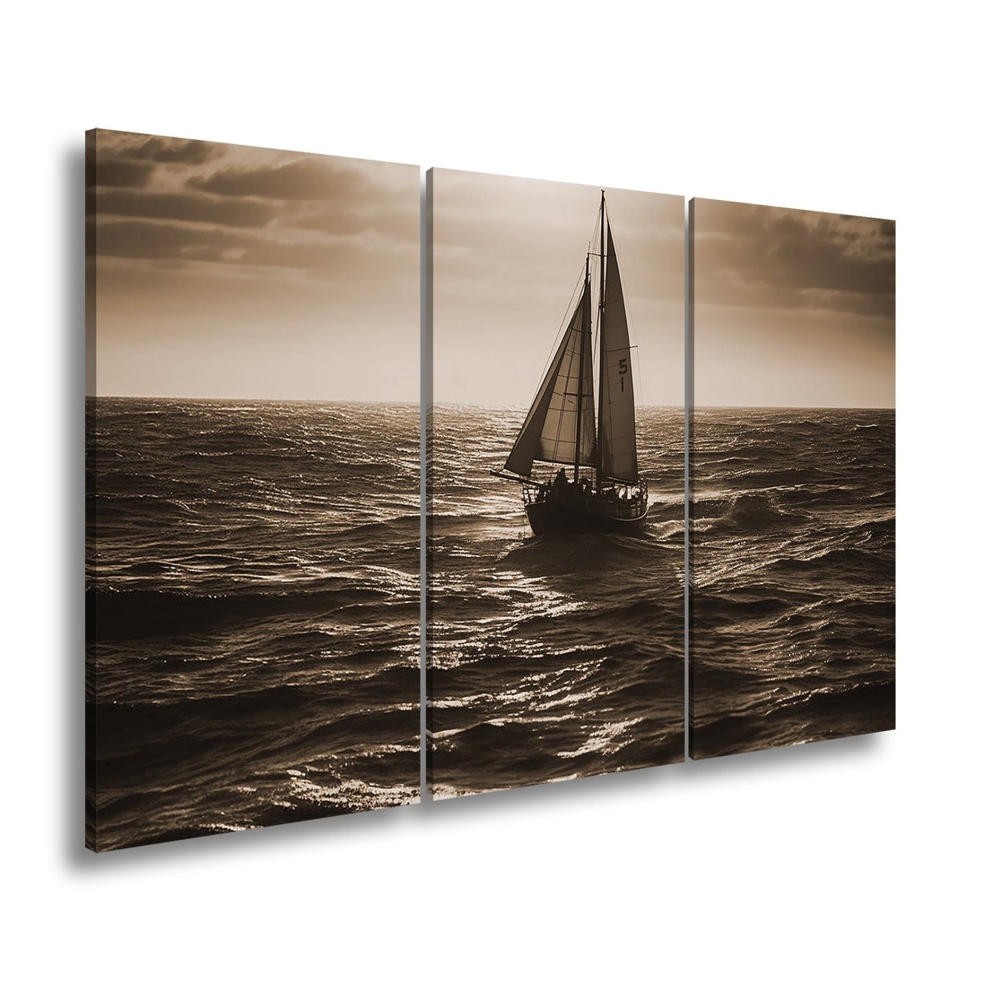 Leinwandbild Im Glanz der See trotzt das Segelboot der Weite. - deyoli