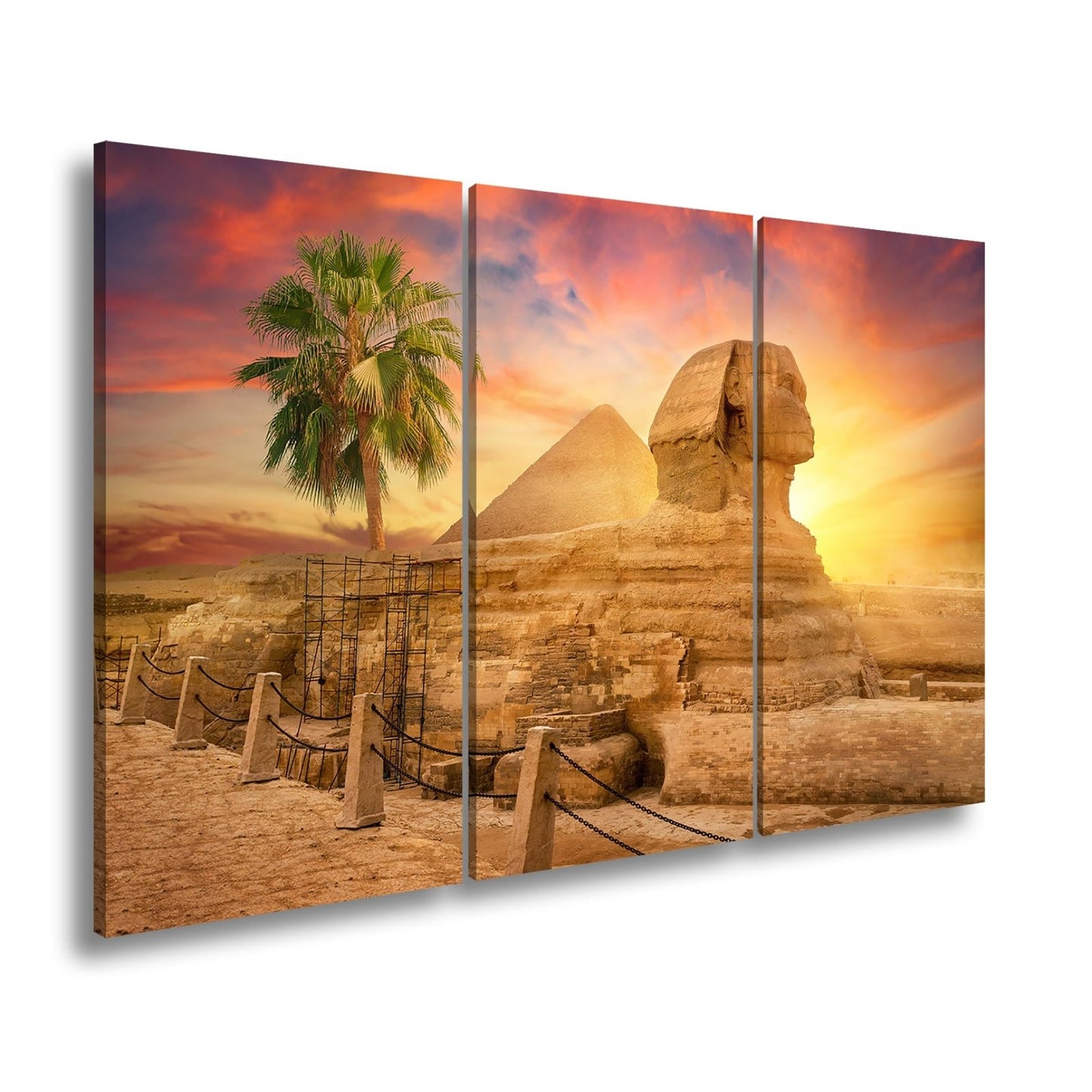 Leinwandbild Im Glanz der Sonne – die Sphinx ruht vor ägyptischer Pracht. - deyoli