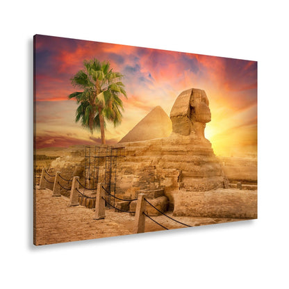Leinwandbild Im Glanz der Sonne – die Sphinx ruht vor ägyptischer Pracht. - deyoli