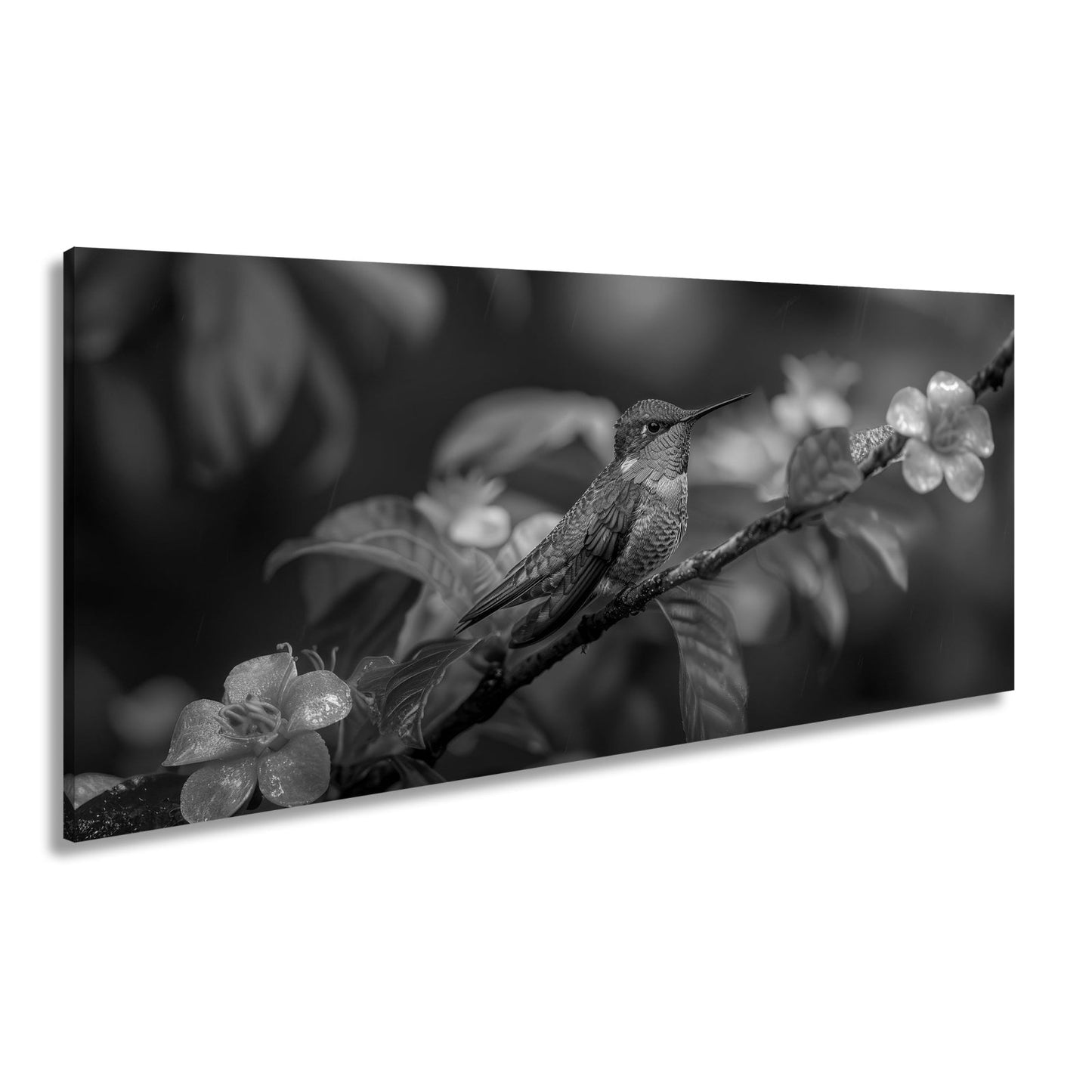 Leinwandbild Inmitten von Blüten wacht ein Juwel auf seinem Zweig. - deyoli