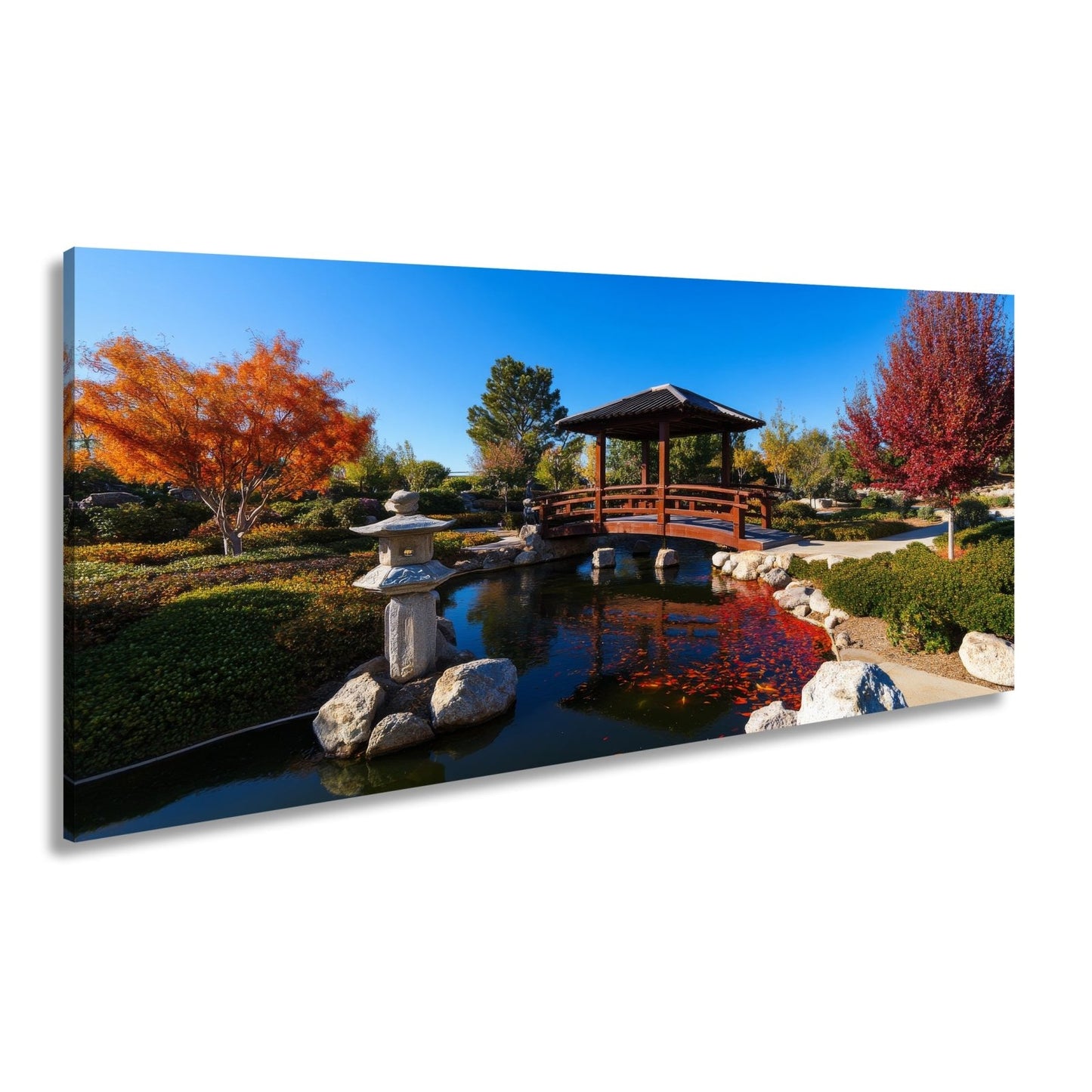 Leinwandbild Japanischer Garten XXL – Gartenfrieden in klaren Herbstfarben - deyoli