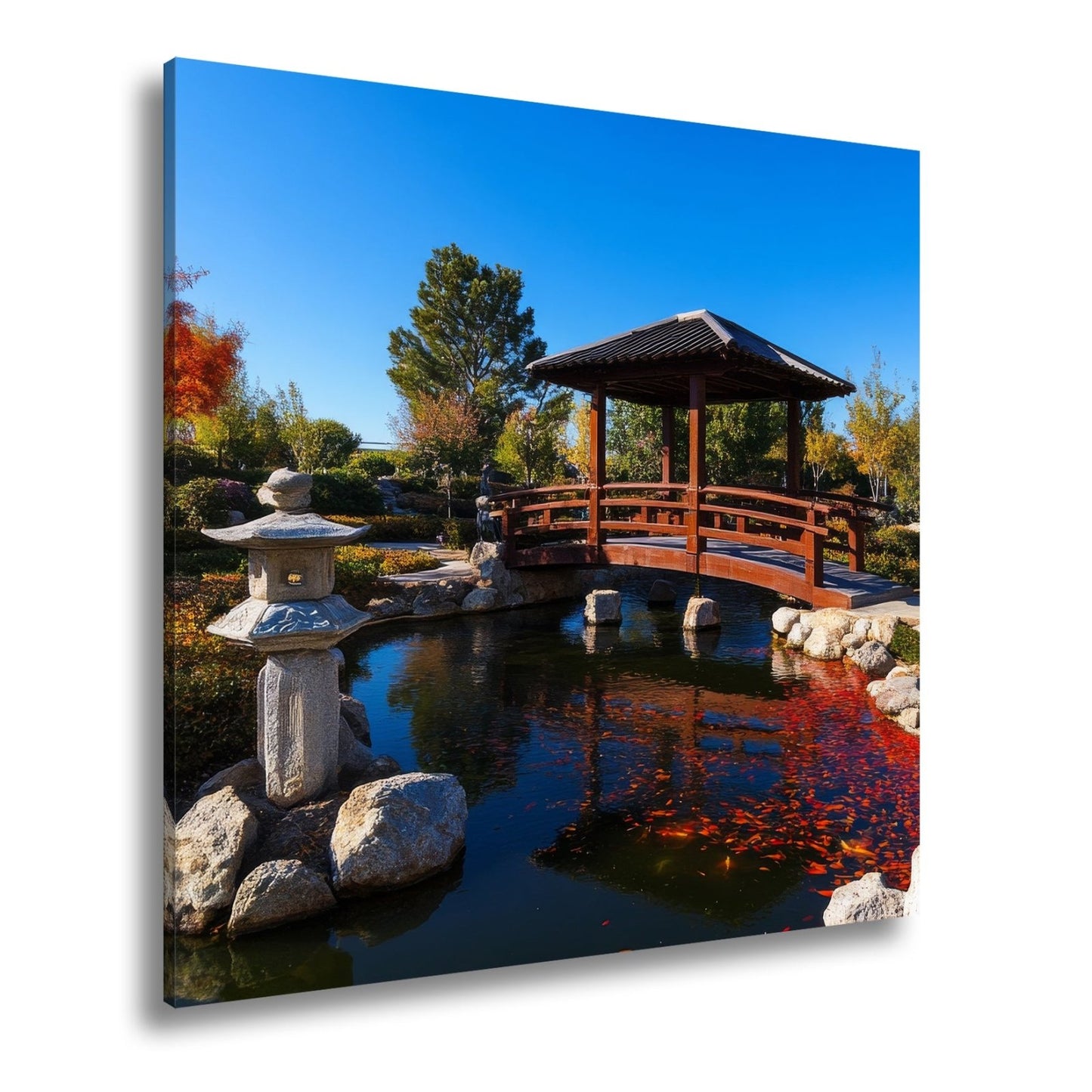 Leinwandbild Japanischer Garten XXL – Gartenfrieden in klaren Herbstfarben - deyoli