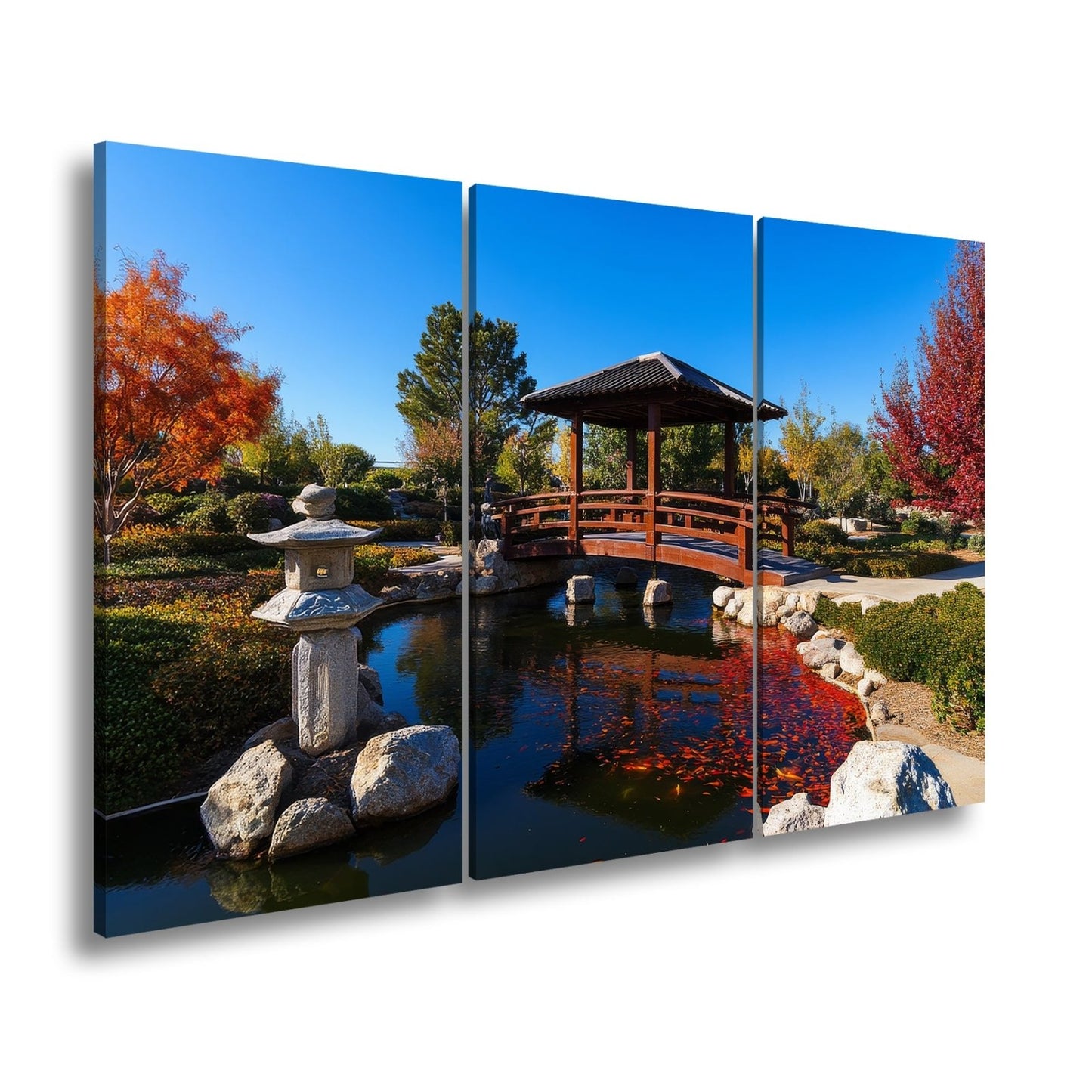 Leinwandbild Japanischer Garten XXL – Gartenfrieden in klaren Herbstfarben - deyoli