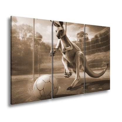 Leinwandbild Känguru am Ball – Dynamik trifft Spielfreude. - deyoli