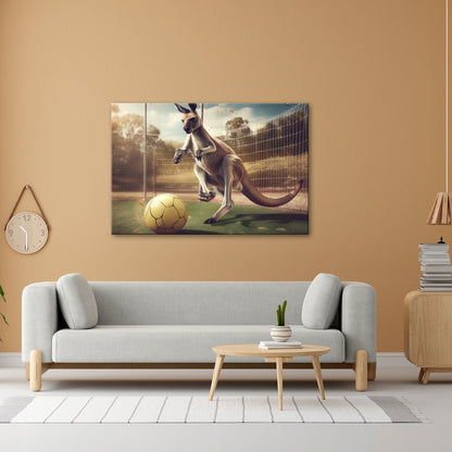 Leinwandbild Känguru am Ball – Dynamik trifft Spielfreude. - deyoli