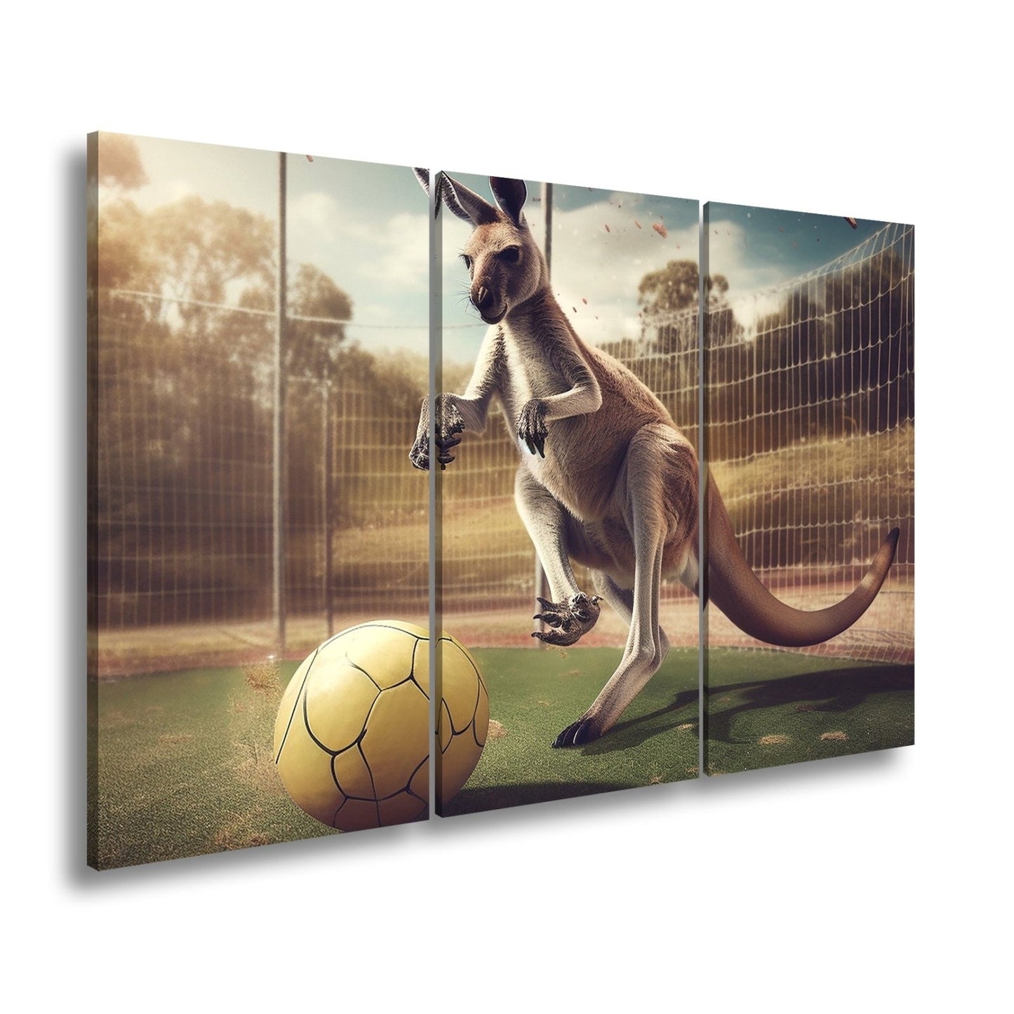 Leinwandbild Känguru am Ball – Dynamik trifft Spielfreude. - deyoli