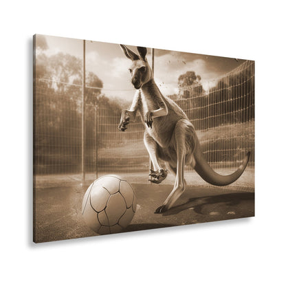 Leinwandbild Känguru am Ball – Dynamik trifft Spielfreude. - deyoli
