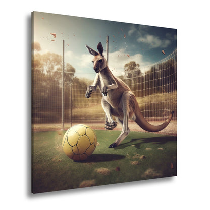 Leinwandbild Känguru am Ball – Dynamik trifft Spielfreude. - deyoli