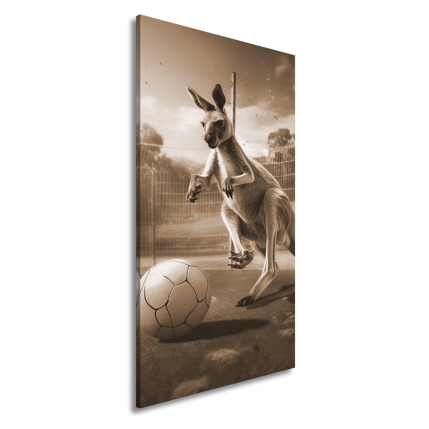 Leinwandbild Känguru am Ball – Dynamik trifft Spielfreude. - deyoli