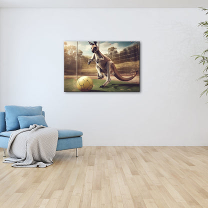 Leinwandbild Känguru am Ball – Dynamik trifft Spielfreude. - deyoli