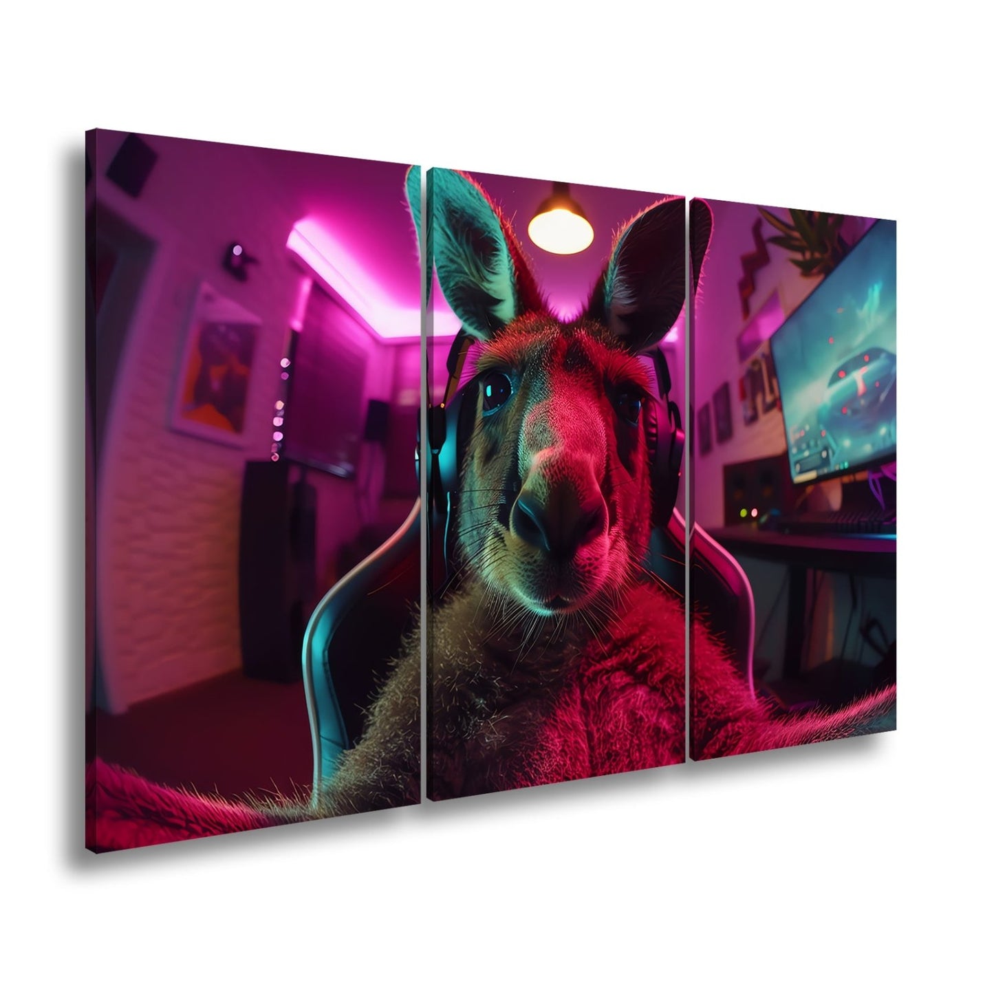 Leinwandbild Känguru - Zock – bereit für jedes virtuelle Rennen. - deyoli