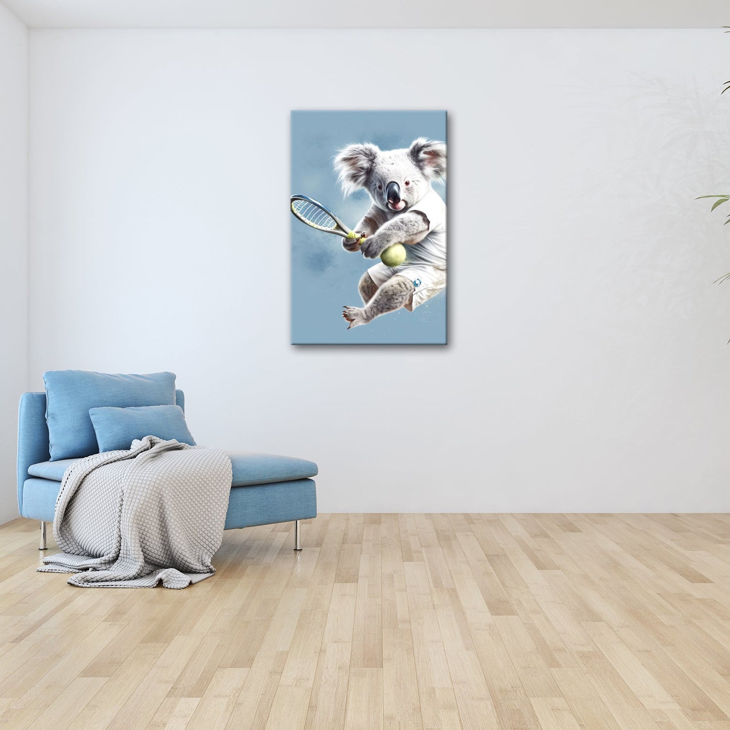 Leinwandbild Koala am Court – flauschig, flink und fokussiert. - deyoli