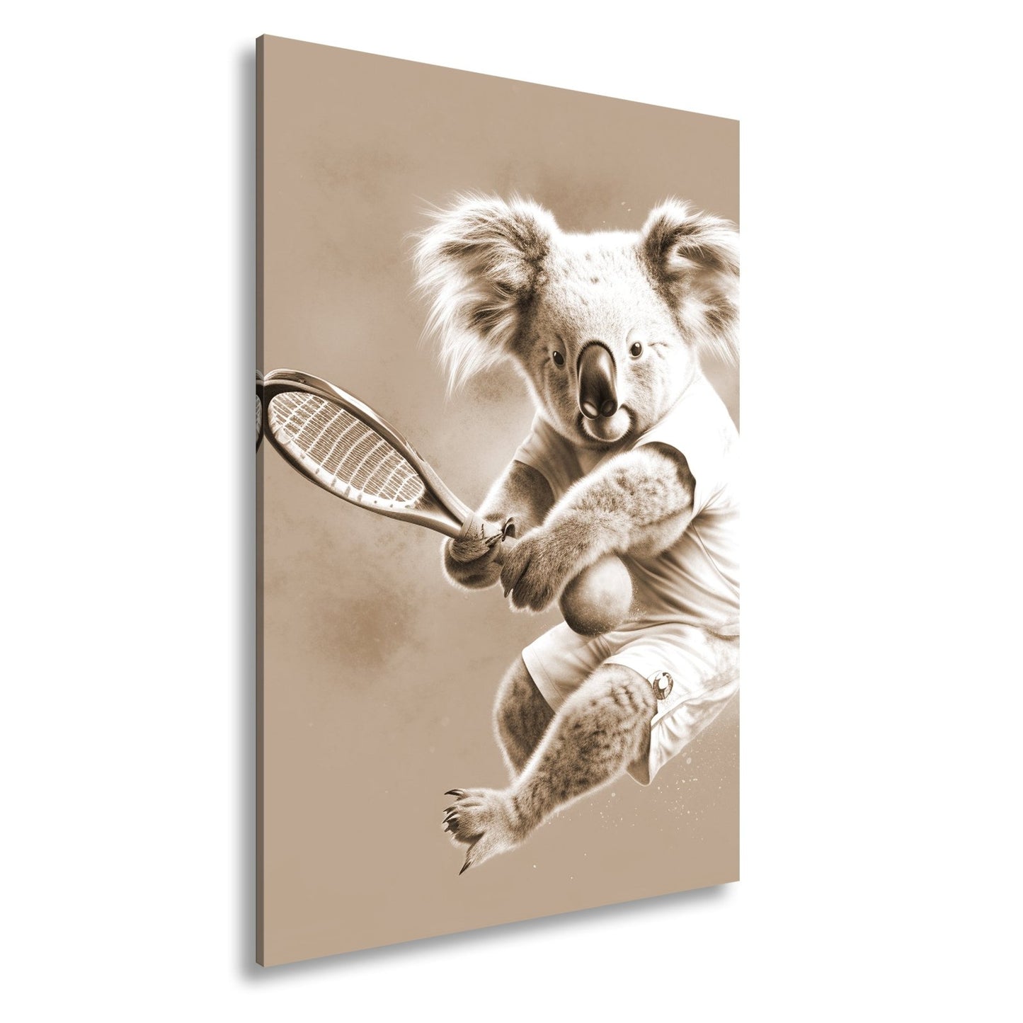 Leinwandbild Koala am Court – flauschig, flink und fokussiert. - deyoli