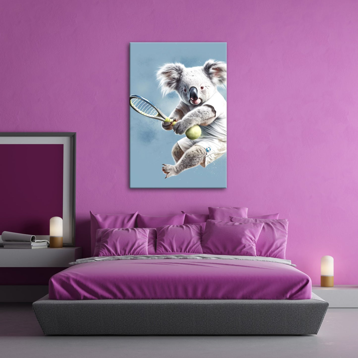 Leinwandbild Koala am Court – flauschig, flink und fokussiert. - deyoli