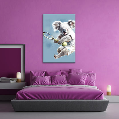 Leinwandbild Koala am Court – flauschig, flink und fokussiert. - deyoli