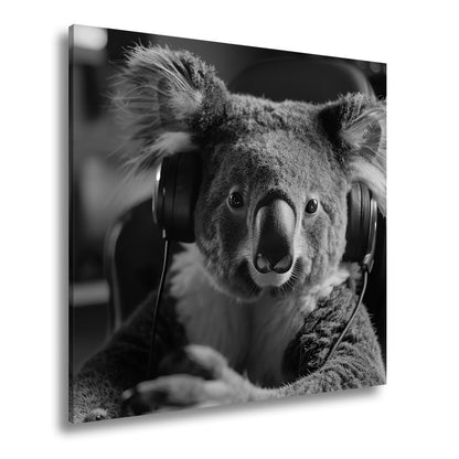 Leinwandbild Koala im Gaming - Fieber – Fokus im blauen Neonlicht. - deyoli