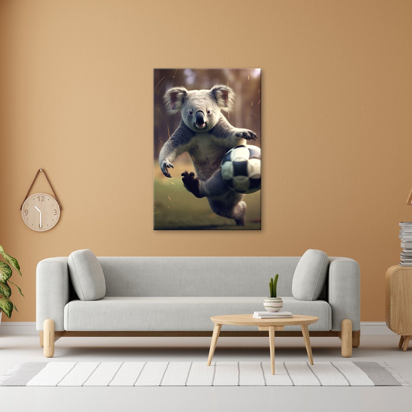 Leinwandbild Koala - Kick – wild entschlossen auf dem Spielfeld. - deyoli