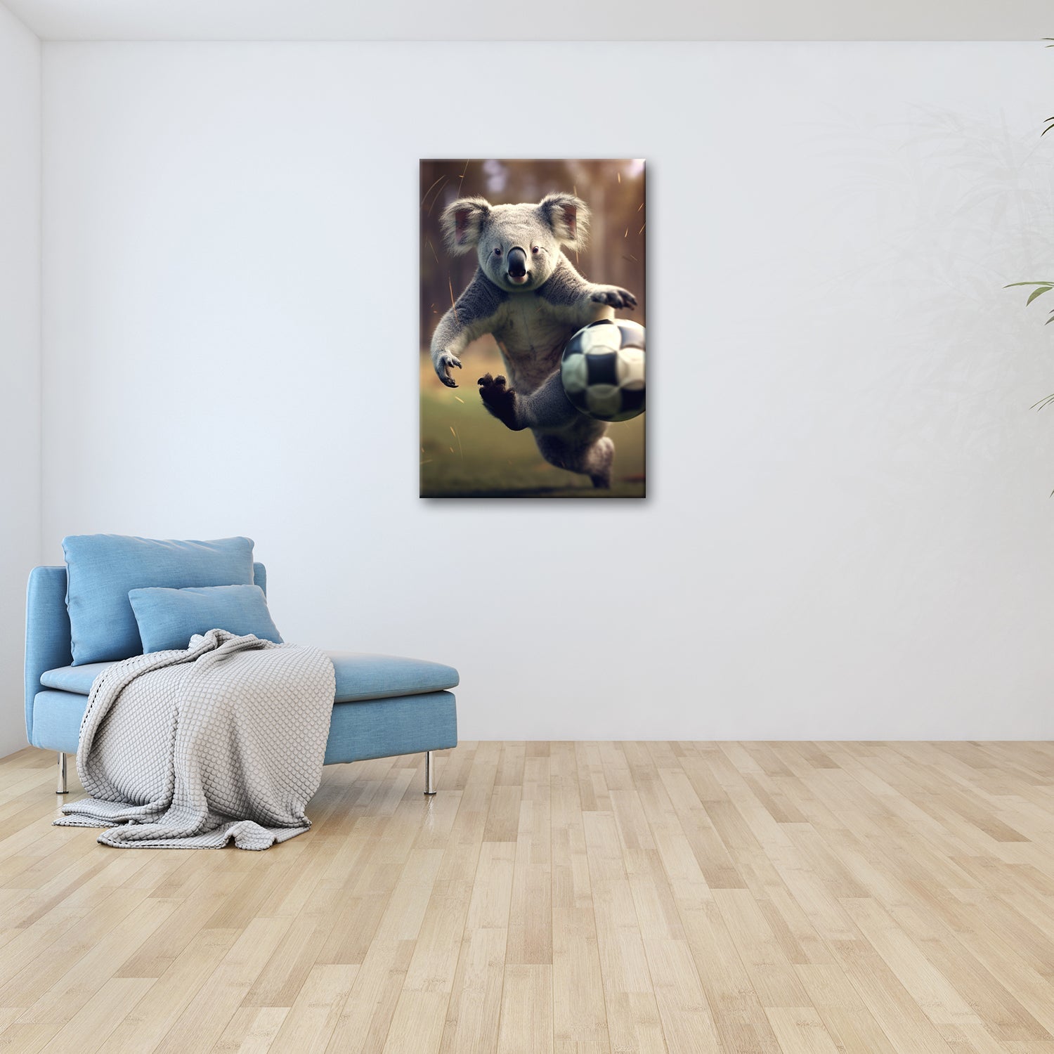 Leinwandbild Koala - Kick – wild entschlossen auf dem Spielfeld. - deyoli