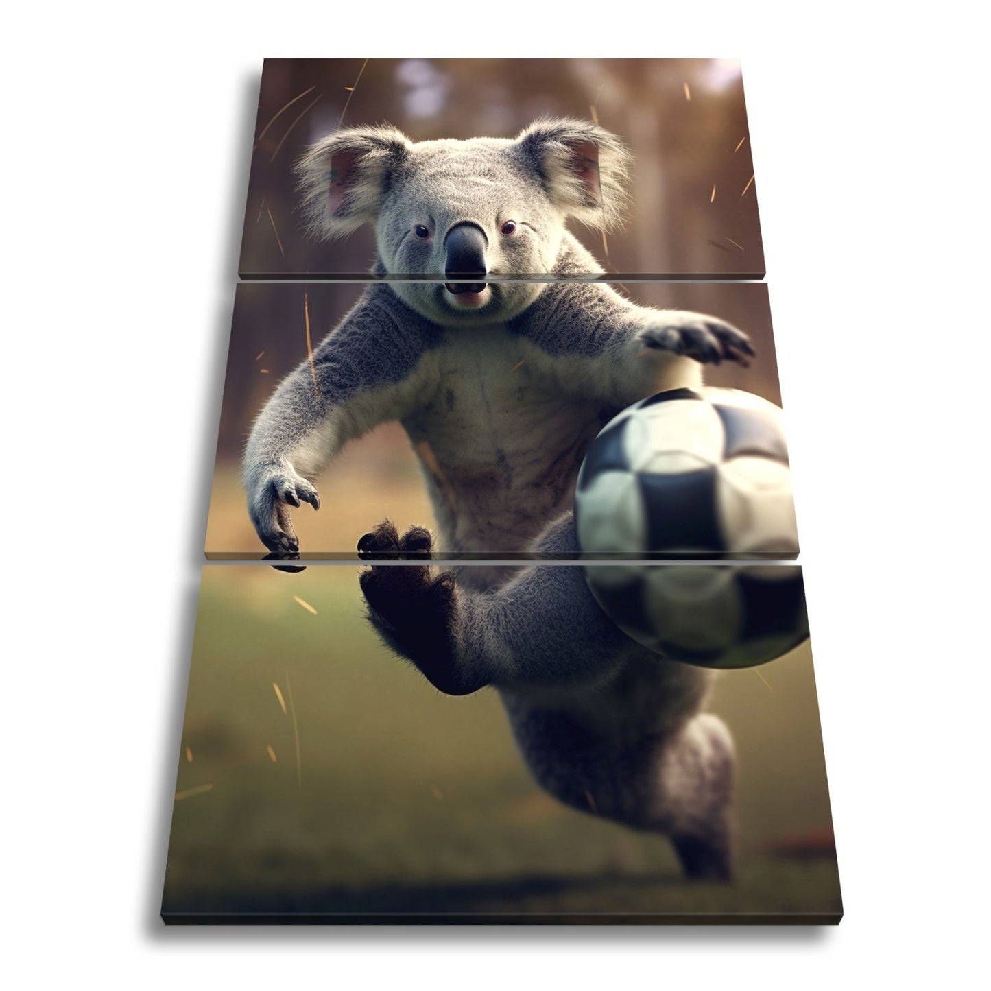 Leinwandbild Koala - Kick – wild entschlossen auf dem Spielfeld. - deyoli