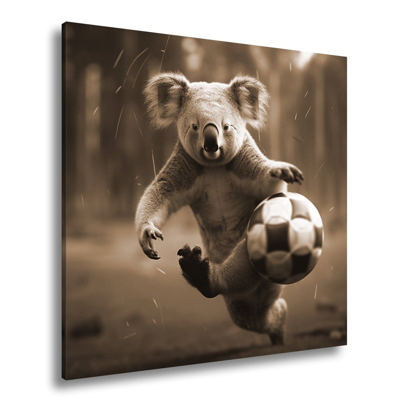 Leinwandbild Koala - Kick – wild entschlossen auf dem Spielfeld. - deyoli