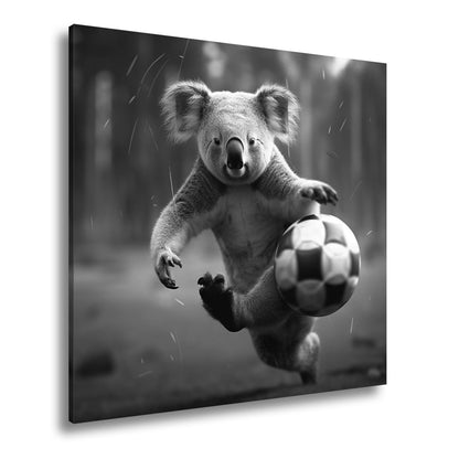 Leinwandbild Koala - Kick – wild entschlossen auf dem Spielfeld. - deyoli