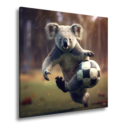 Leinwandbild Koala - Kick – wild entschlossen auf dem Spielfeld. - deyoli