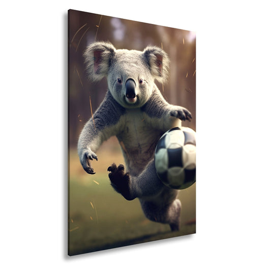 Leinwandbild Koala - Kick – wild entschlossen auf dem Spielfeld. - deyoli