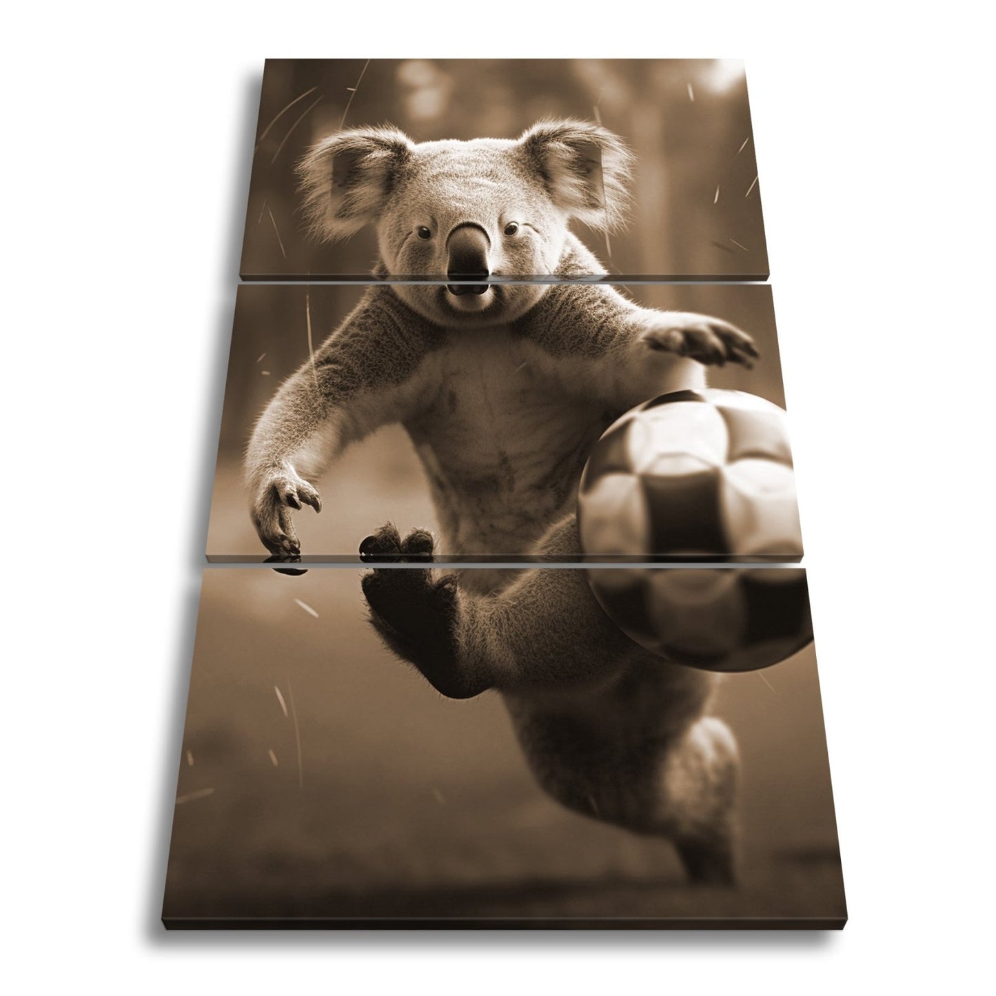 Leinwandbild Koala - Kick – wild entschlossen auf dem Spielfeld. - deyoli