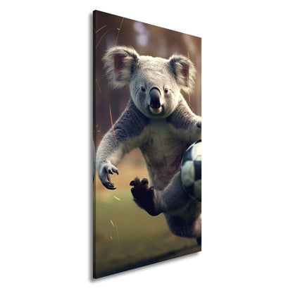 Leinwandbild Koala - Kick – wild entschlossen auf dem Spielfeld. - deyoli