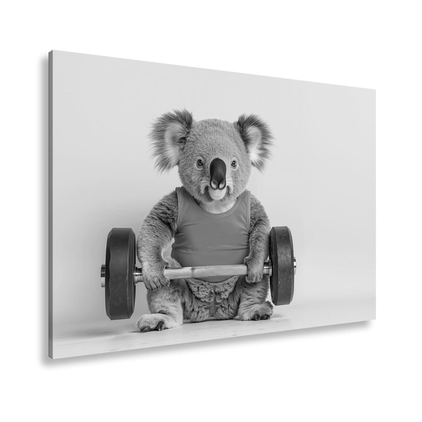 Leinwandbild Koala - Power – flauschig stark mit Hantel und Stil. - deyoli