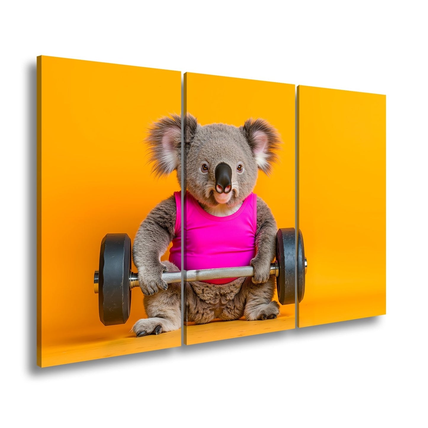 Leinwandbild Koala - Power – flauschig stark mit Hantel und Stil. - deyoli