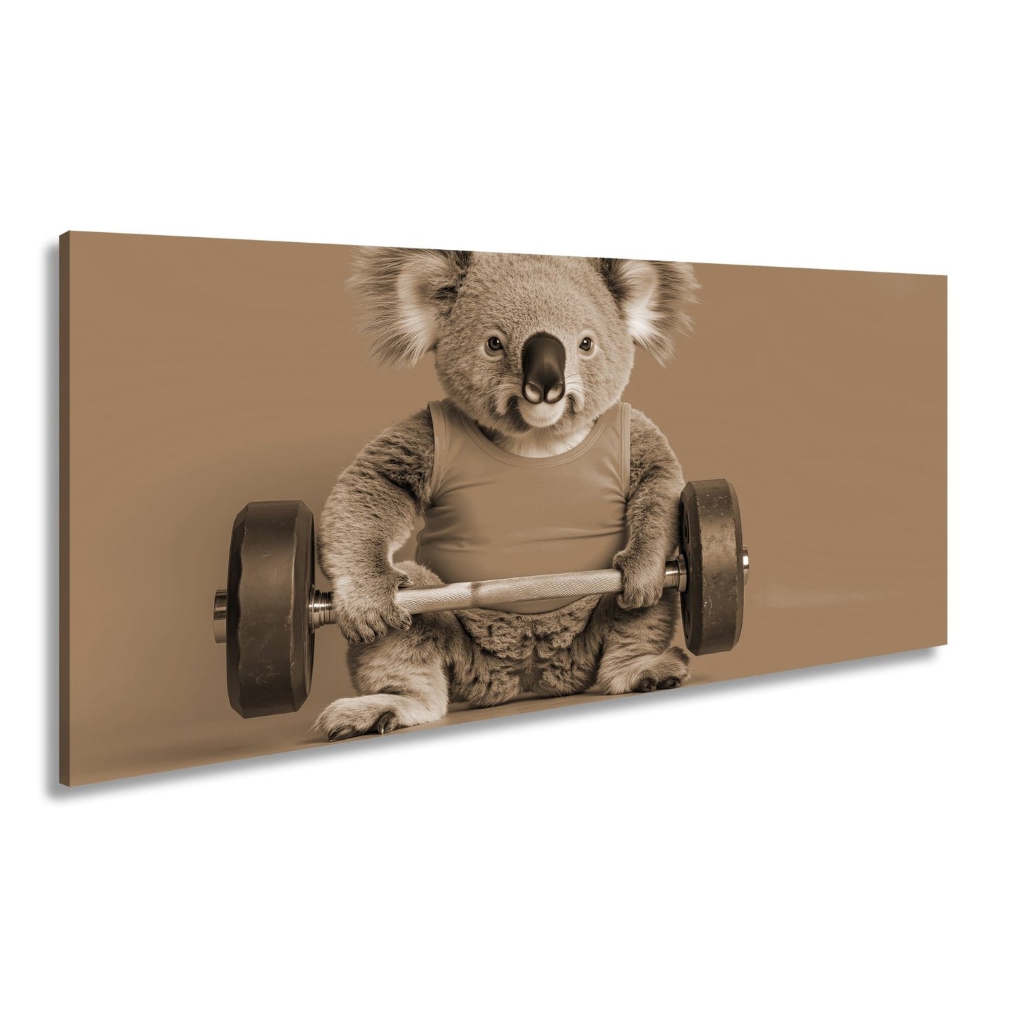 Leinwandbild Koala - Power – flauschig stark mit Hantel und Stil. - deyoli