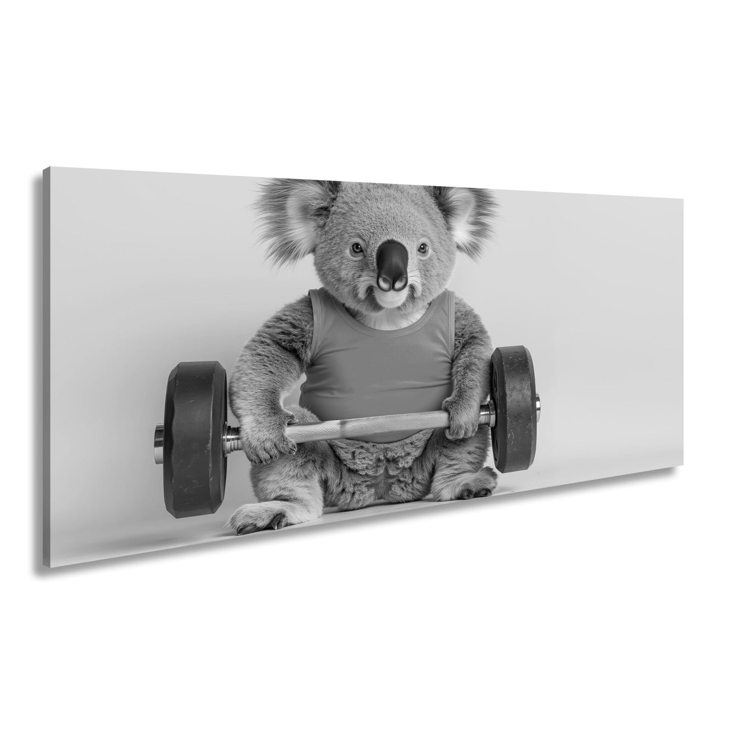 Leinwandbild Koala - Power – flauschig stark mit Hantel und Stil. - deyoli