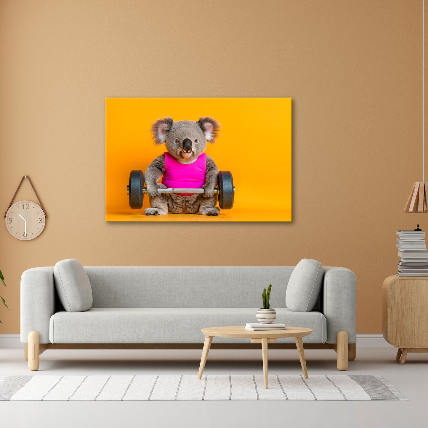 Leinwandbild Koala - Power – flauschig stark mit Hantel und Stil. - deyoli