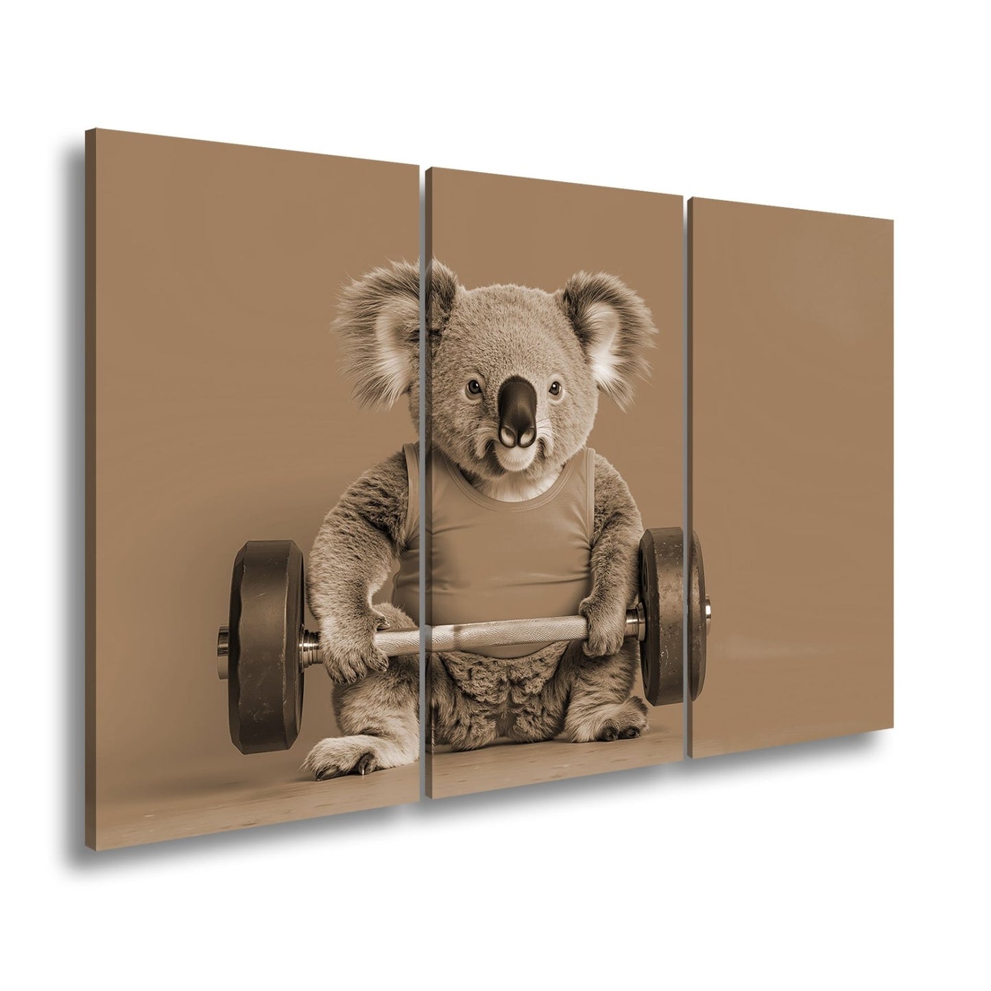 Leinwandbild Koala - Power – flauschig stark mit Hantel und Stil. - deyoli