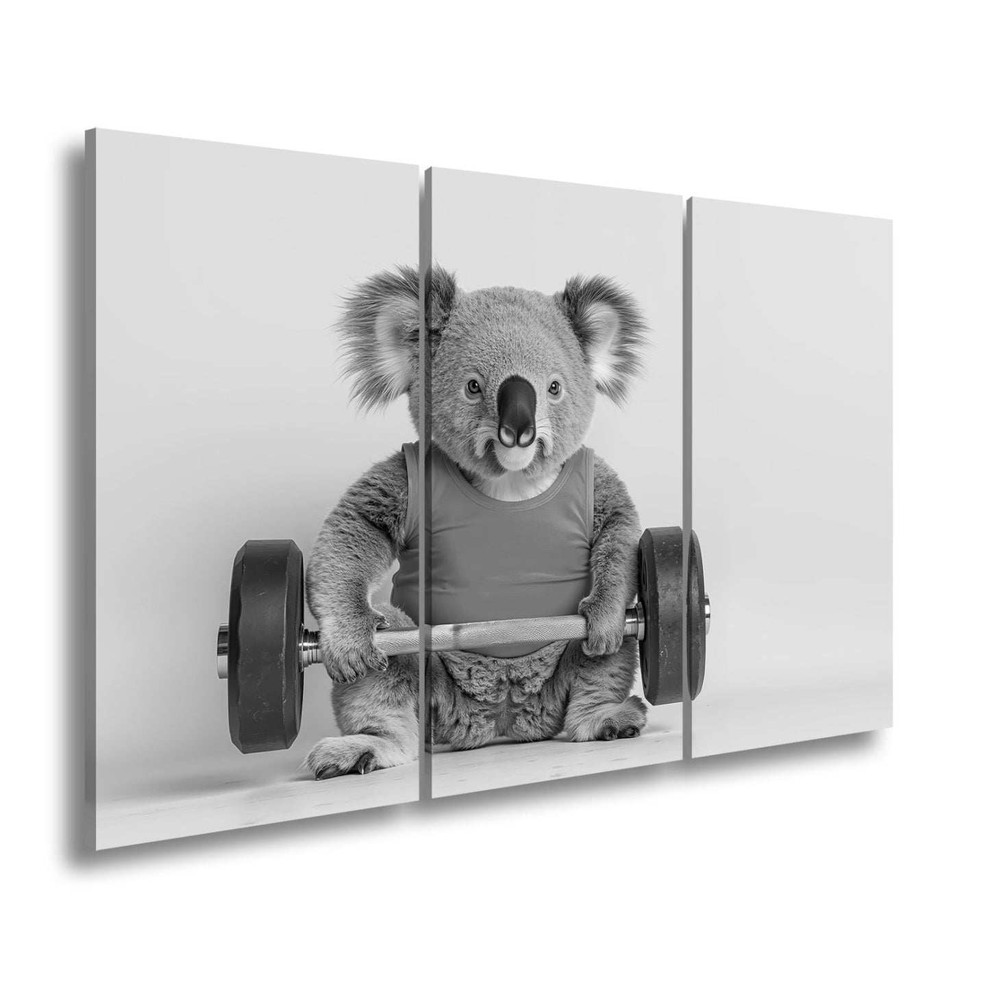 Leinwandbild Koala - Power – flauschig stark mit Hantel und Stil. - deyoli