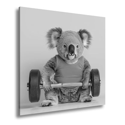 Leinwandbild Koala - Power – flauschig stark mit Hantel und Stil. - deyoli