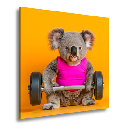 Leinwandbild Koala - Power – flauschig stark mit Hantel und Stil. - deyoli