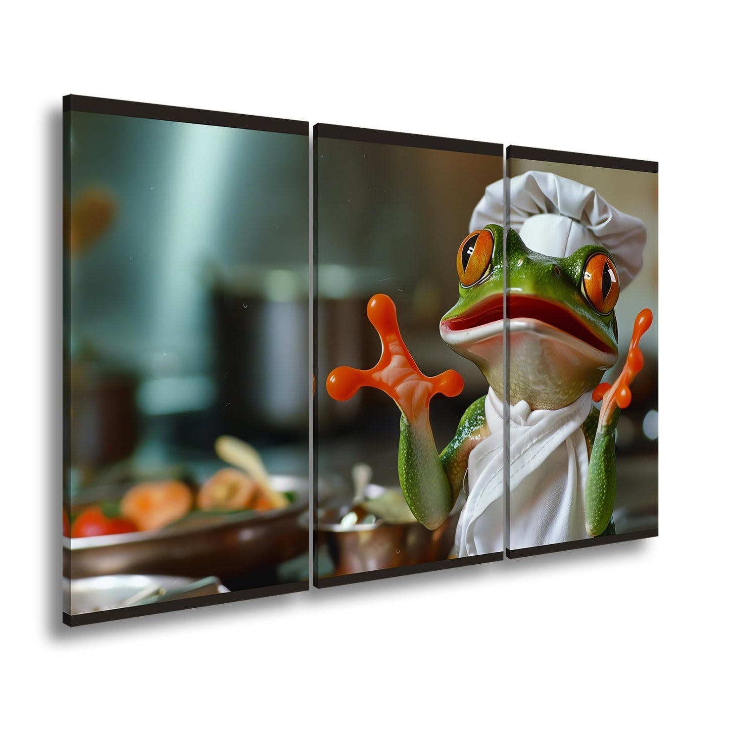 Leinwandbild Kochender Frosch in Aktion – ein Sprung ins Aroma. - deyoli