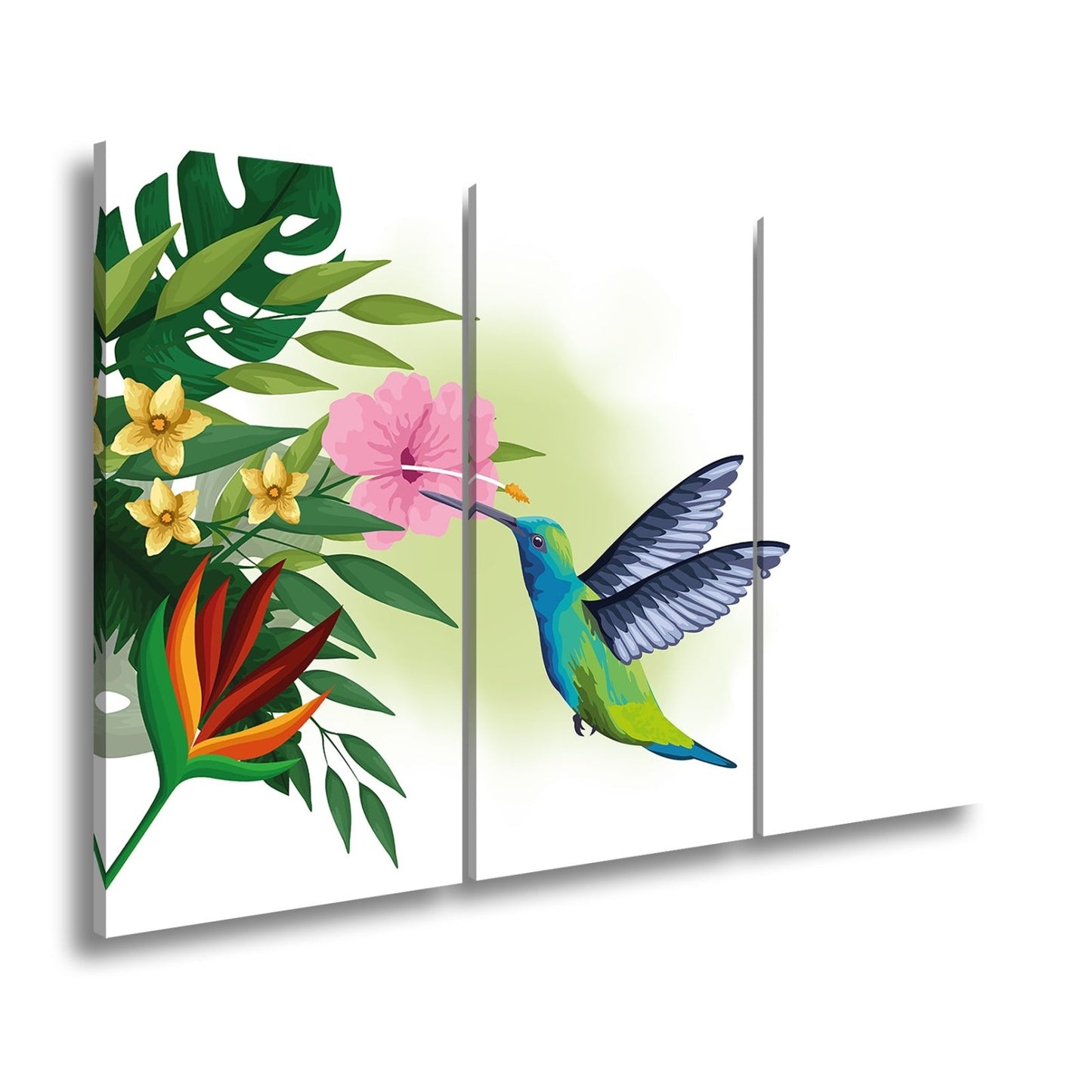 Leinwandbild Kolibri küsst eine Blüte im tropischen Farbenspiel - deyoli