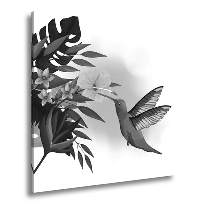 Leinwandbild Kolibri küsst eine Blüte im tropischen Farbenspiel - deyoli