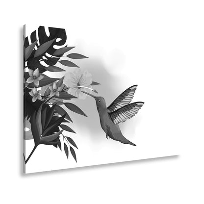 Leinwandbild Kolibri küsst eine Blüte im tropischen Farbenspiel - deyoli