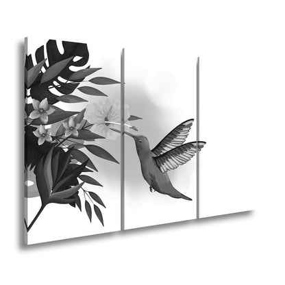 Leinwandbild Kolibri küsst eine Blüte im tropischen Farbenspiel - deyoli