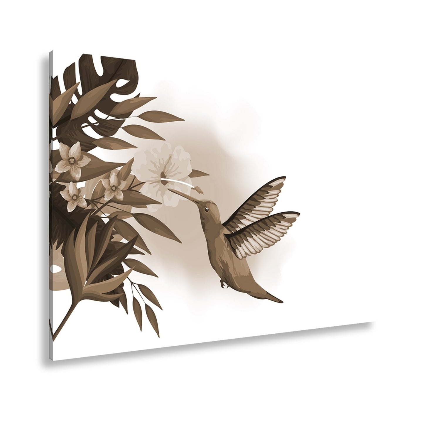 Leinwandbild Kolibri küsst eine Blüte im tropischen Farbenspiel - deyoli